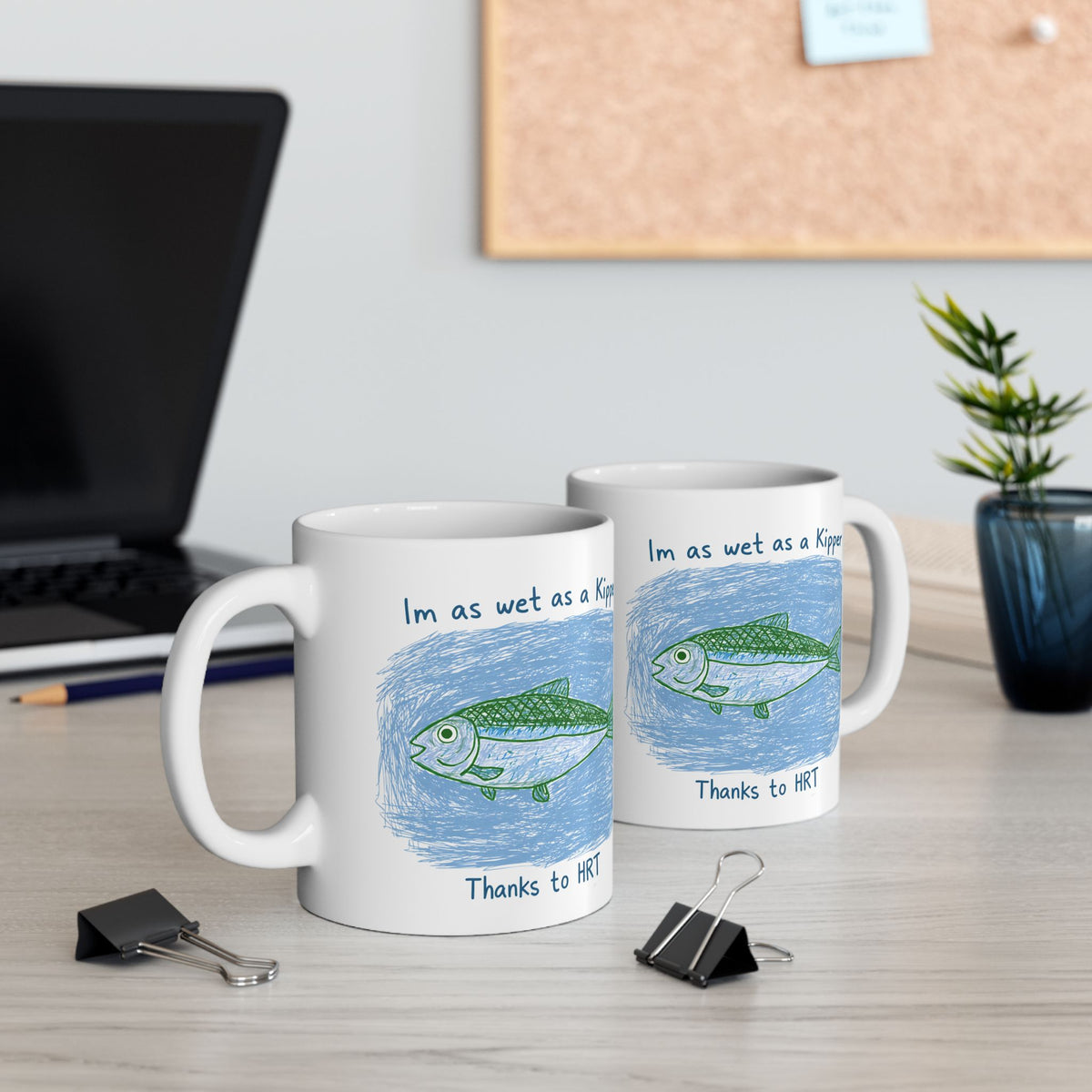 Wet as a Kipper HRT ceramic mug mockup