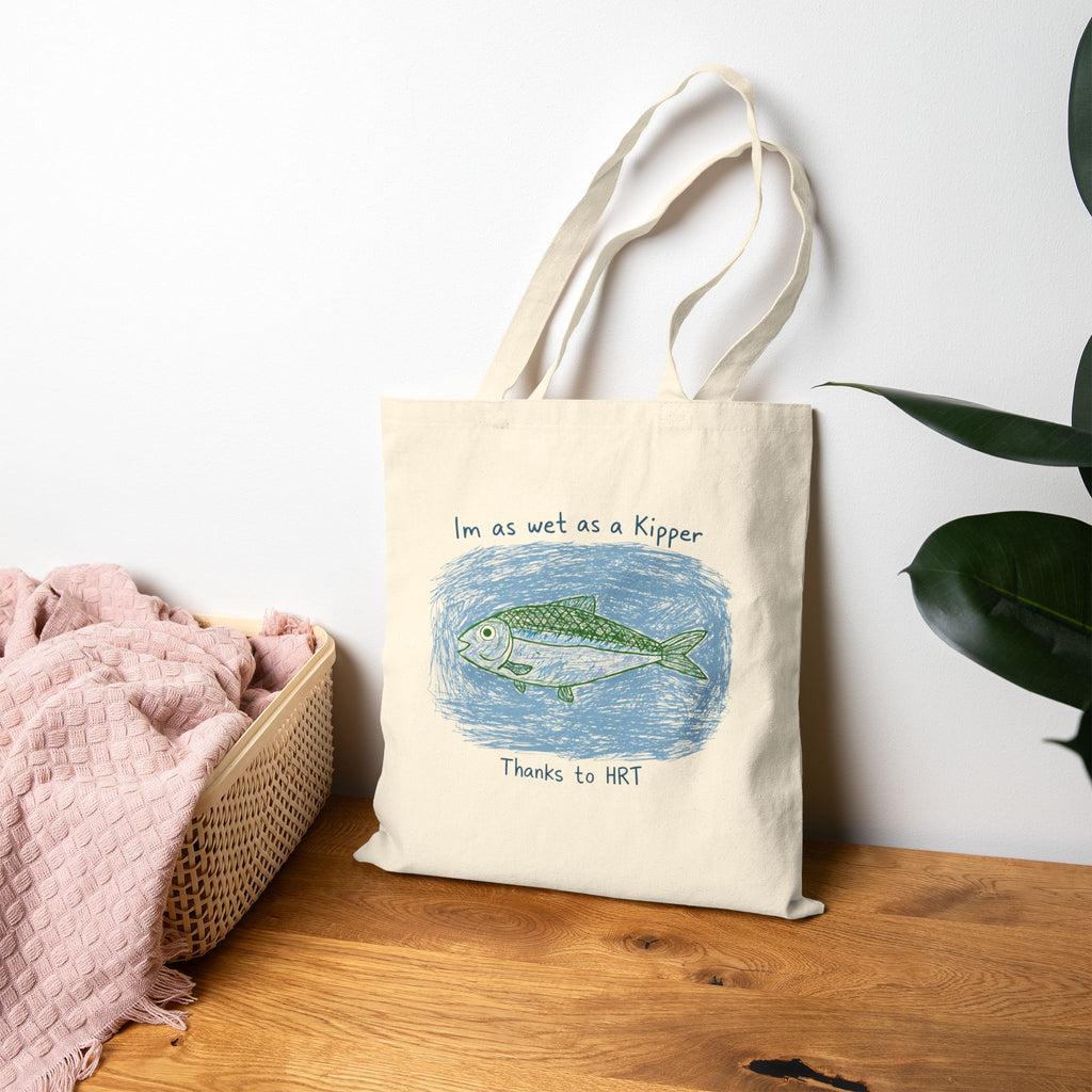 Wet as a Kipper Fish Canvas Tote Bag — Funny Menopause Gift