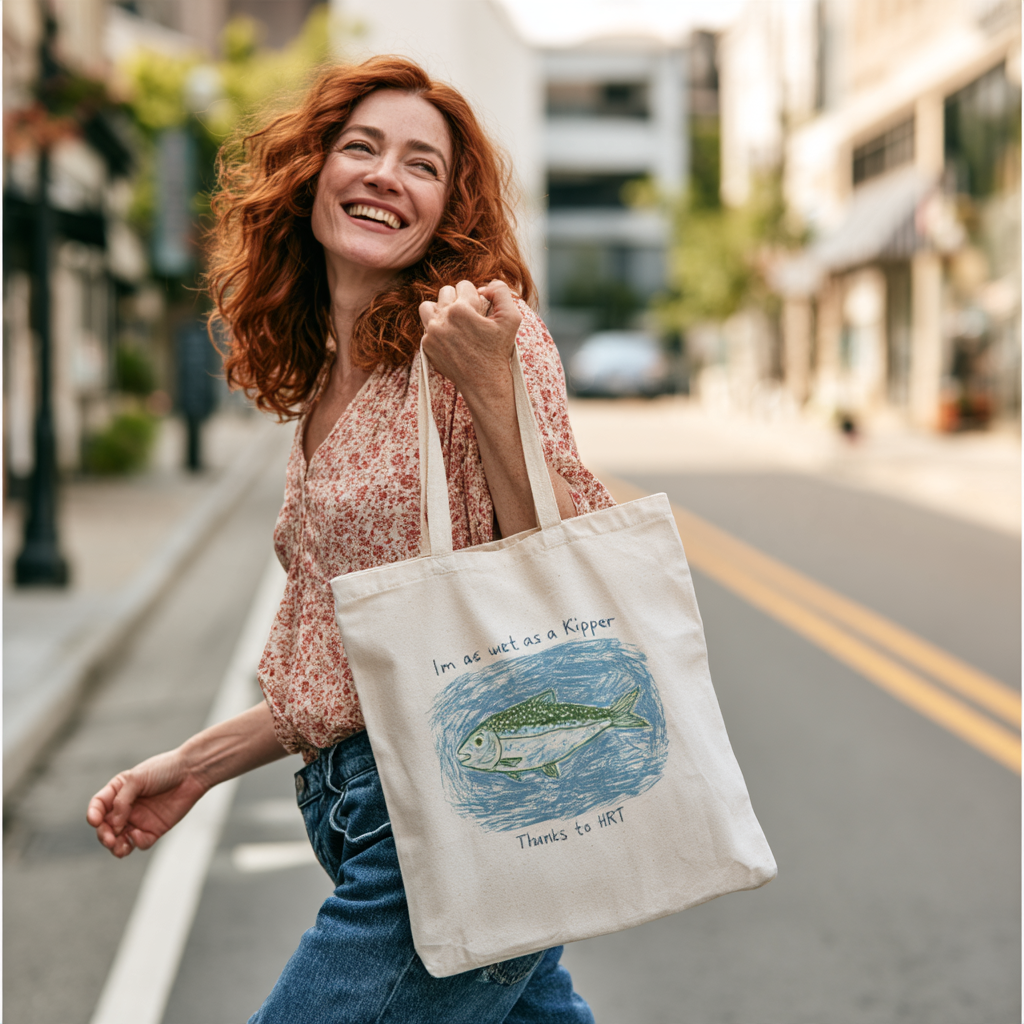 Wet as a Kipper Fish Canvas Tote Bag — Funny Menopause Gift
