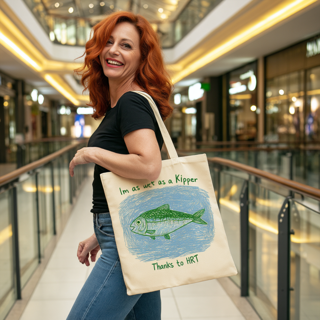 Wet as a Kipper Fish Canvas Tote Bag — Funny Menopause Gift