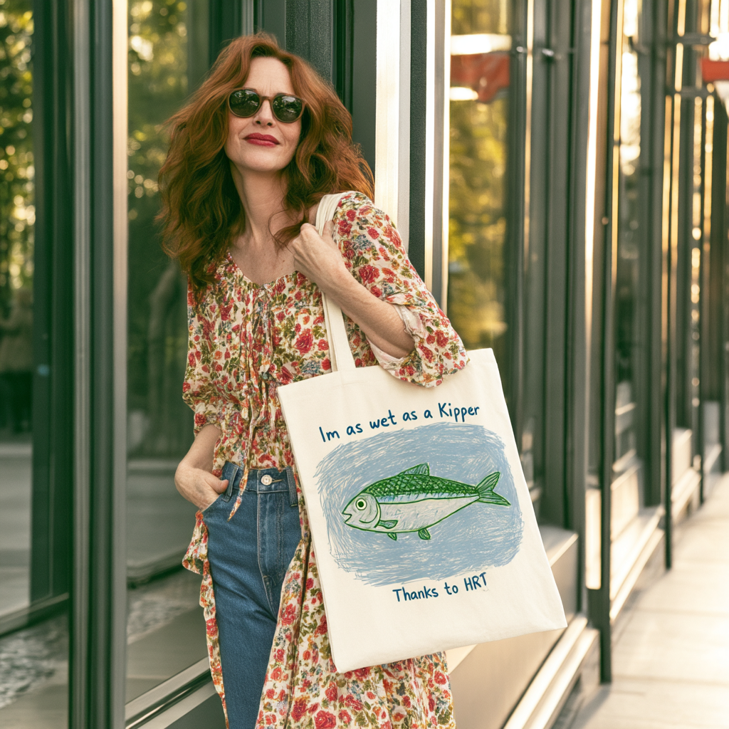Wet as a Kipper Fish Canvas Tote Bag — Funny Menopause Gift
