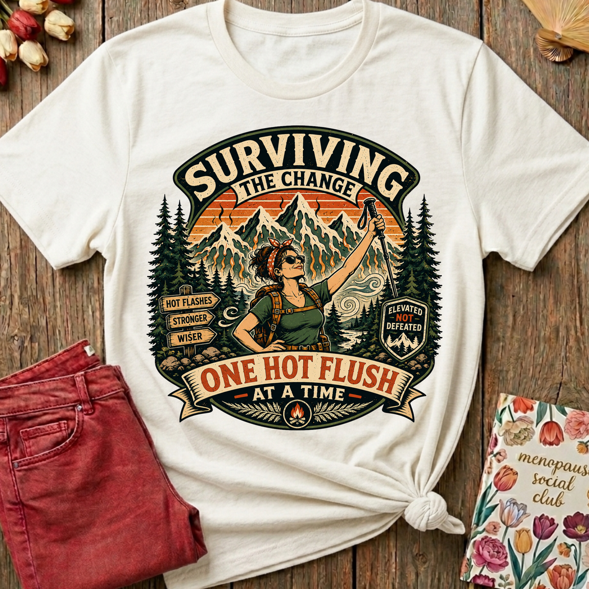 Surviving The Hot Flush Tee — Funny Menopause Gift