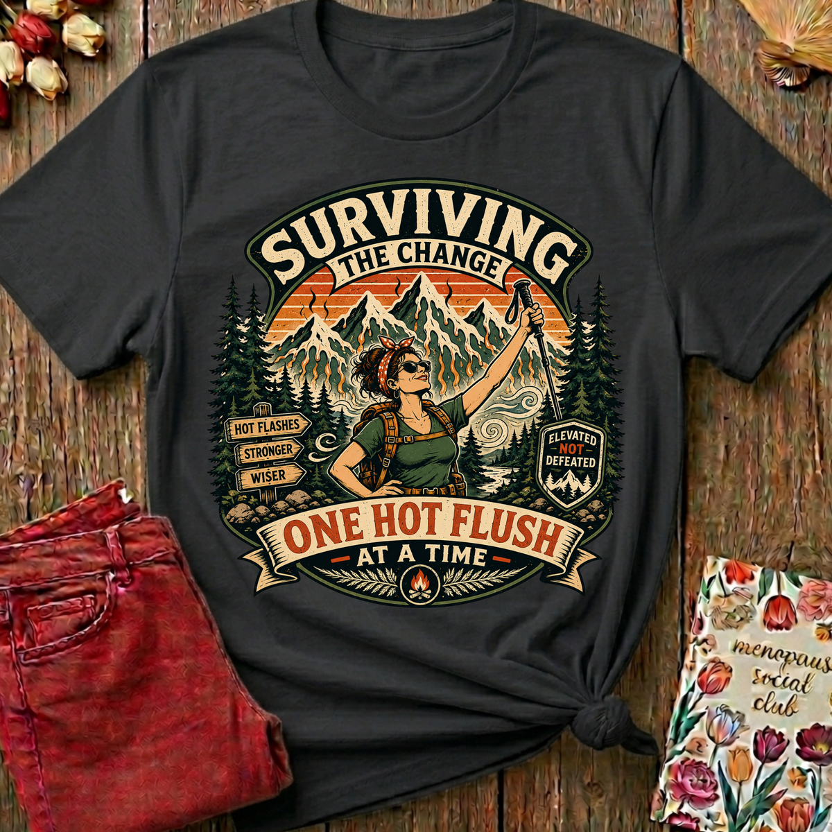 Surviving The Hot Flush Tee — Funny Menopause Gift