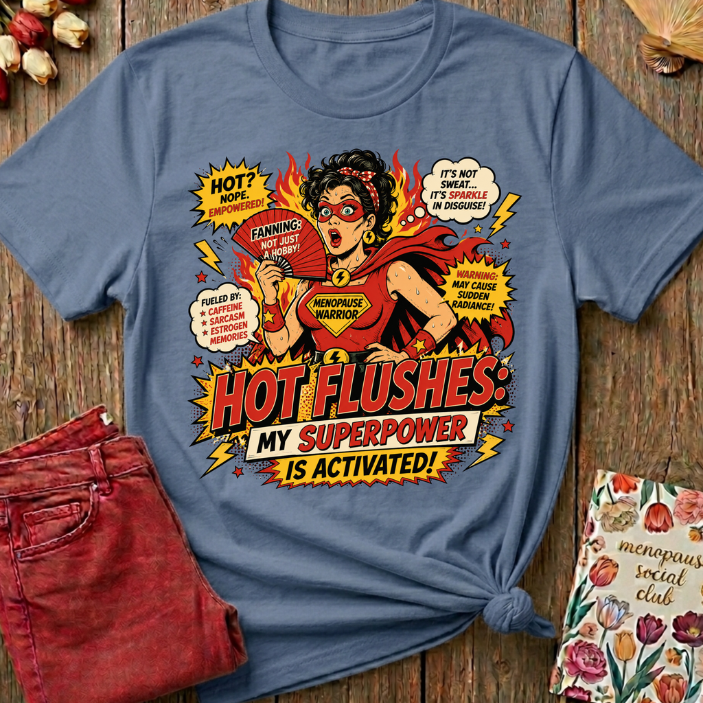 Hot Flushes My Superpower Tee I — Funny Menopause Gift