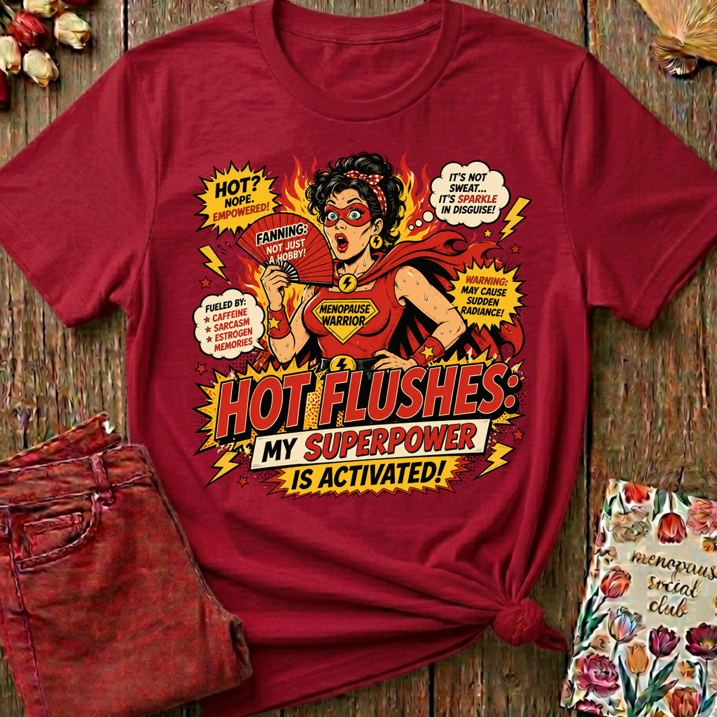 Hot Flushes My Superpower Tee I — Funny Menopause Gift