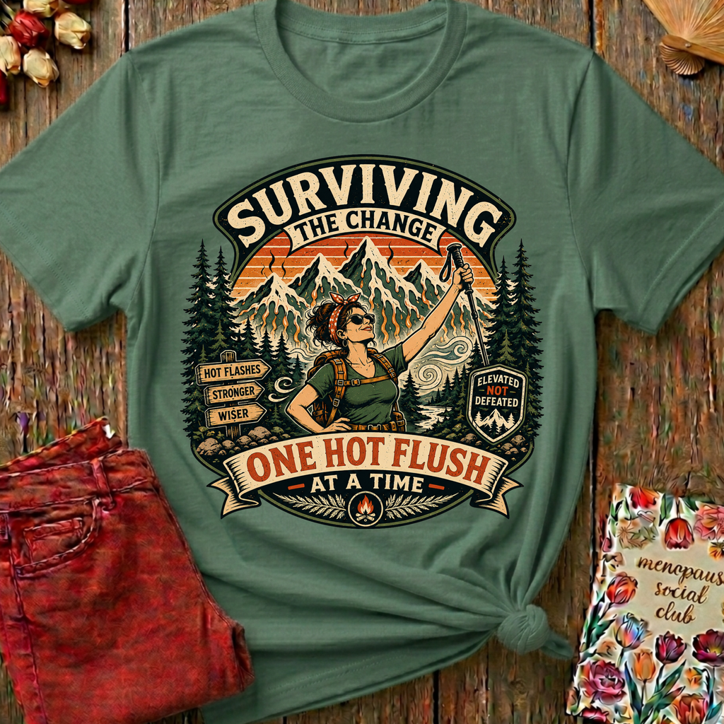 Surviving The Hot Flush Tee — Funny Menopause Gift