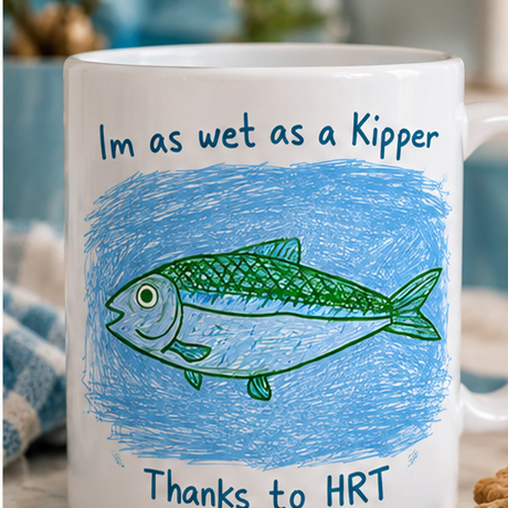 I'm as Wet as a Kipper Thanks to HRT mug lifestyle image